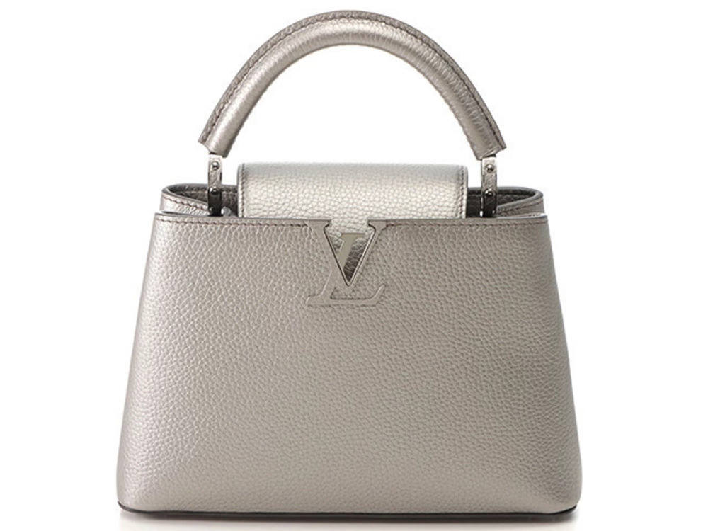 LOUIS VUITTON Capucines 2way Shoulder Bag Taurillon Leather Silver